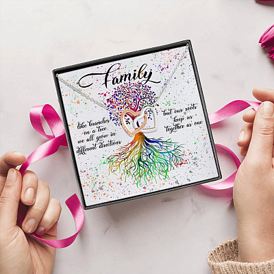 Tree Of Life Family Like Branches On A Tree We All Grow Heartfelt Card Jewelry Interlocking Hearts Pendant Necklace