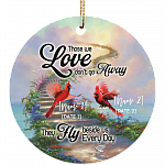 Personalized Those We Love Don't Go Away They Fly Beside Us in Memory Mom - Dad Circle Ceramic Ornament, White, Ceramic Circle Ornament