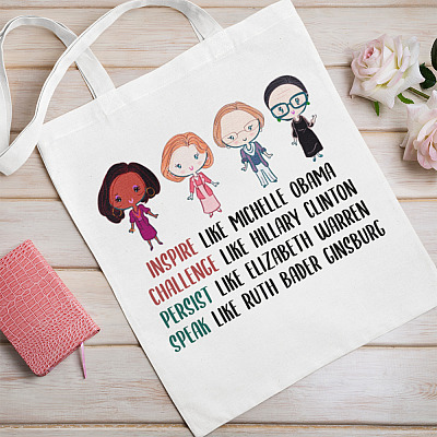 Alternative view of Michelle Obama Hillary Clinton Elizabeth Warren RBG Feminist Gift All Over Print Tote Bag