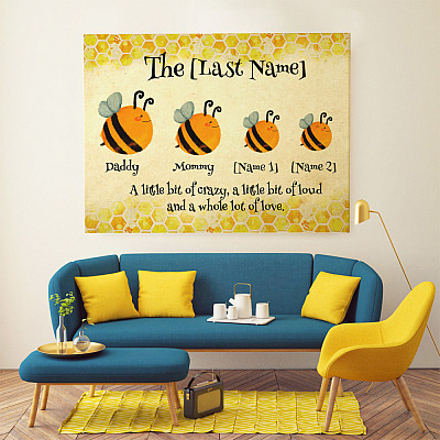 Alternative view of Personalized Bee Family Funny Gift Framed Canvas Prints - Unframed Poster