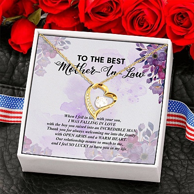 To the Best Mother in Law When I Fell in Love with Your Son Forever Love Pendant Necklace Gift
