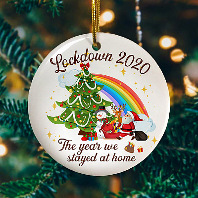 Alternative view of Lockdown 2020 The Year We Stayed At Home Funny Christmas Ornament Keepsake - Circle   Ceramic Ornament