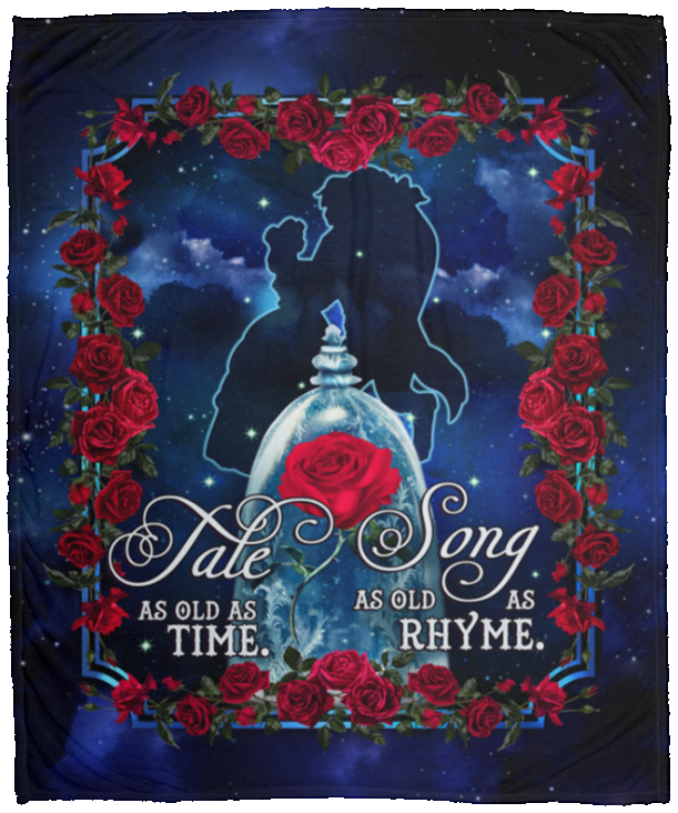 Beauty Tale As Old As Time Song As Old As Rhyme Fleece Blanket - Mink Blanket - Woven Blanket, White, Cozy Plush Fleece Blanket - 50x60