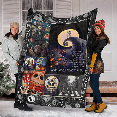 Alternative view of We're Simply Meant To Be Nightmare Fleece Blanket - Sherpa Blanket - Woven Blanket - Jack And Sally Blanket