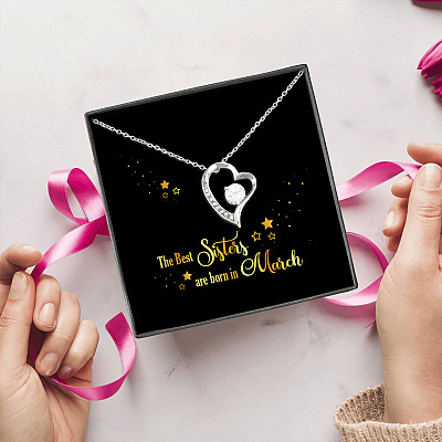 Alternative view of The Best Sisters Are Born In March Forever Love Pendant Necklace - Sister Birthday Gifts from Sister