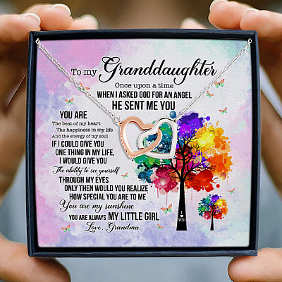 To My Granddaughter You Are Always My Little Girl from Grandma Interlocking Hearts Pendant Necklace