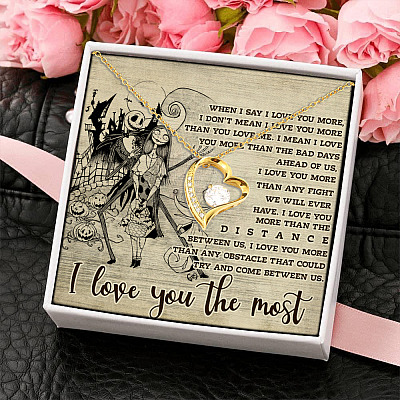 When I Say I Love You More I Love You the Most Forever Love Pendant Necklace - Halloween Jack Skellington Gifts