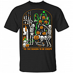 Skull Tis The Season To Be Creepy Halloween T-Shirt, Black, Unisex T-Shirt