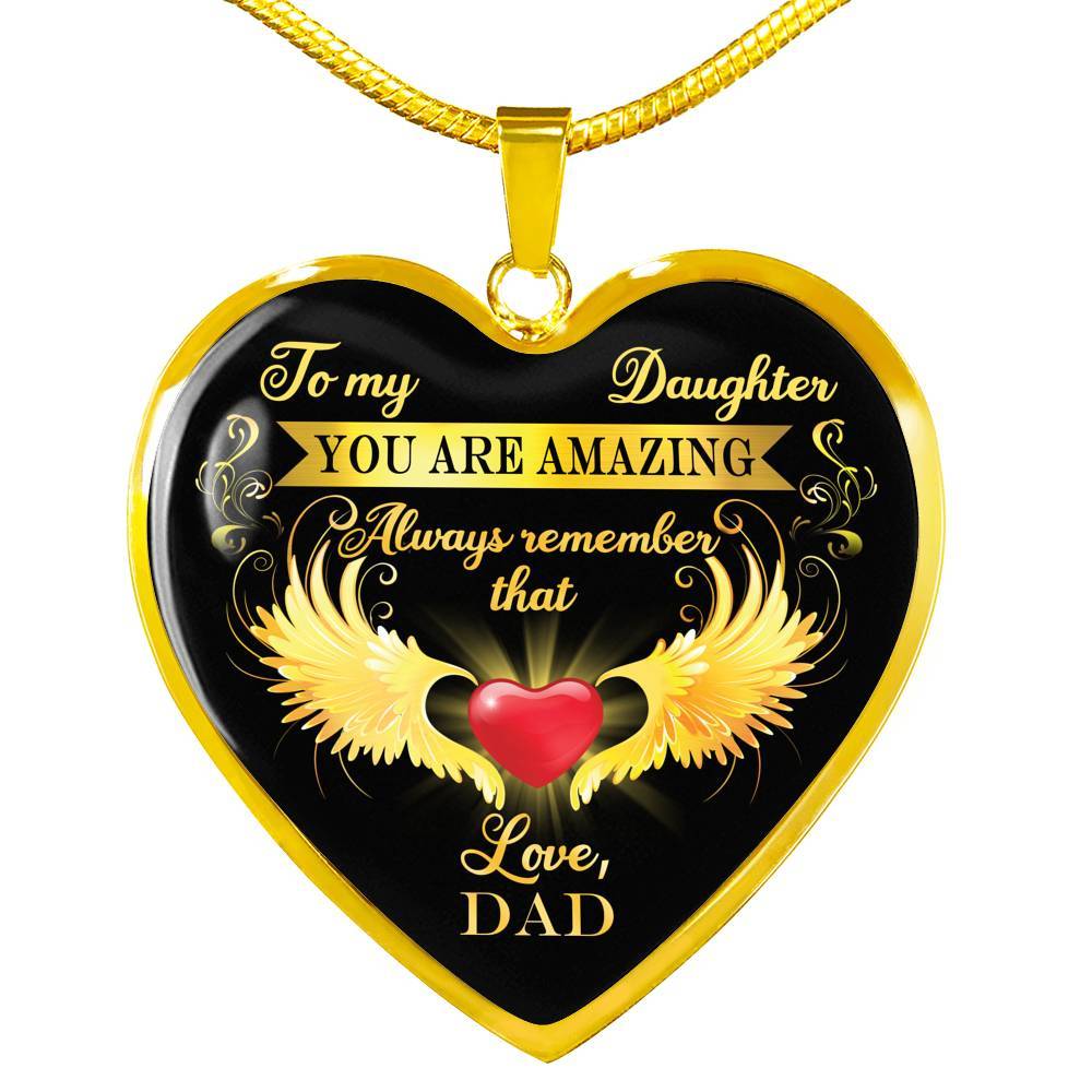 Dad To My Daughter You Are Amazing Always Remember That Heart Pendant Necklace - Father Daughter Necklace - Heart Luxury Necklace (Gold Plated) Dad To My Daughter You Are Amazing Always Remember That Heart Pendant Necklace - Father Daughter Necklace - Heart Luxury Necklace (Gold Plated)