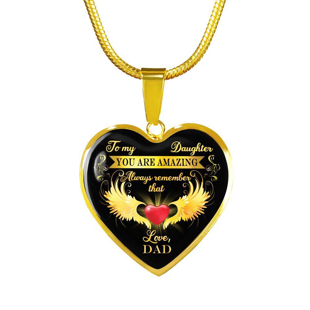 Dad To My Daughter You Are Amazing Always Remember That Heart Pendant Necklace - Father Daughter Necklace - Heart Luxury Necklace (Gold Plated) Dad To My Daughter You Are Amazing Always Remember That Heart Pendant Necklace - Father Daughter Necklace - Heart Luxury Necklace (Gold Plated)