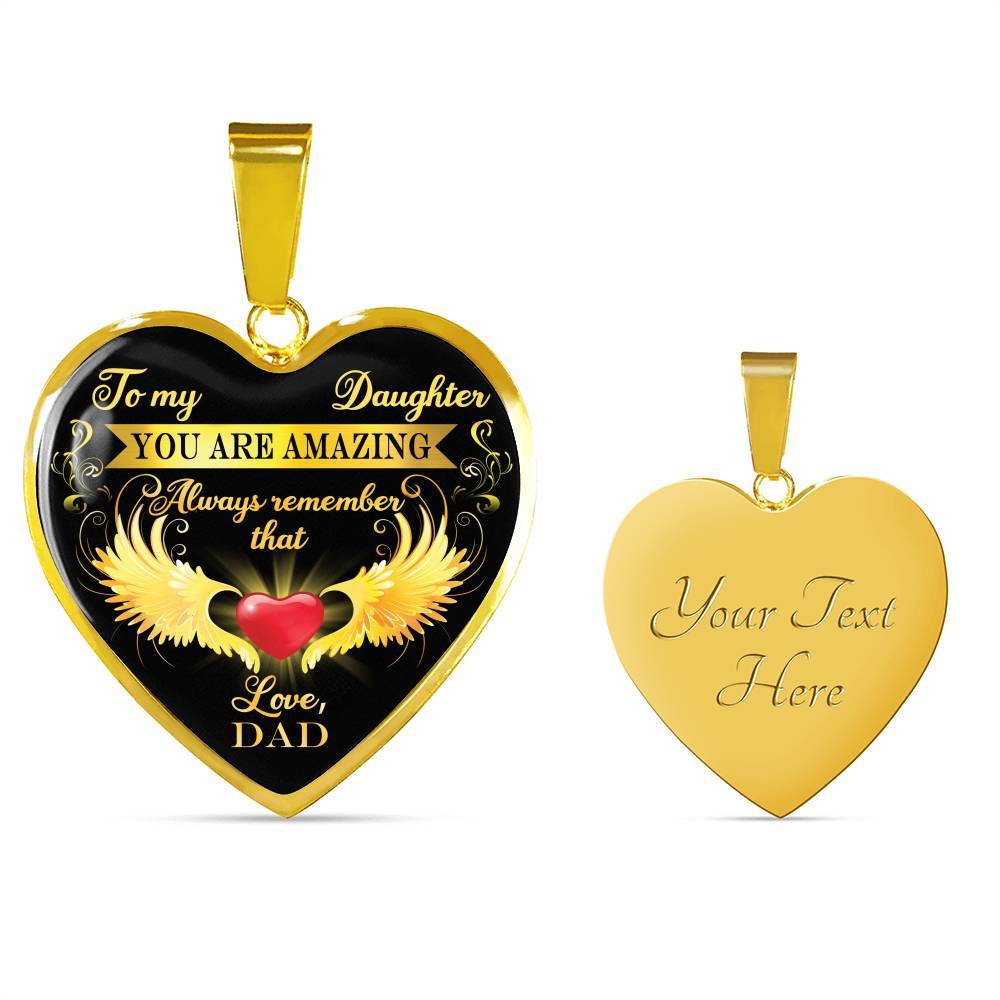 Dad To My Daughter You Are Amazing Always Remember That Heart Pendant Necklace - Father Daughter Necklace - Heart Luxury Necklace (Gold Plated) Dad To My Daughter You Are Amazing Always Remember That Heart Pendant Necklace - Father Daughter Necklace - Heart Luxury Necklace (Gold Plated)