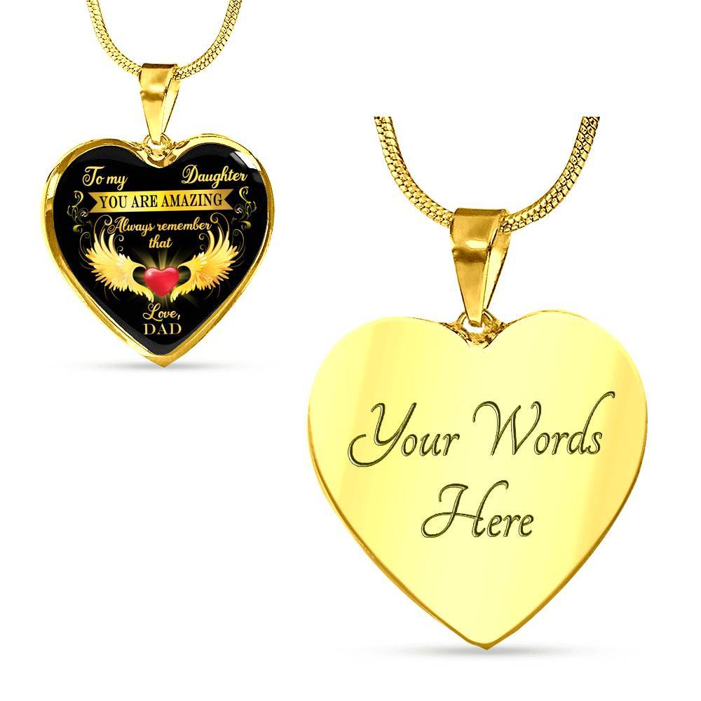 Dad To My Daughter You Are Amazing Always Remember That Heart Pendant Necklace - Father Daughter Necklace - Heart Luxury Necklace (Gold Plated) Dad To My Daughter You Are Amazing Always Remember That Heart Pendant Necklace - Father Daughter Necklace - Heart Luxury Necklace (Gold Plated)