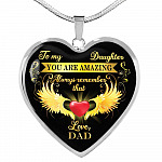 Dad To My Daughter You Are Amazing Always Remember That Heart Pendant Necklace - Father Daughter Necklace - Heart Luxury Necklace (Silver) Dad To My Daughter You Are Amazing Always Remember That Heart Pendant Necklace - Father Daughter Necklace - Heart Luxury Necklace (Silver)