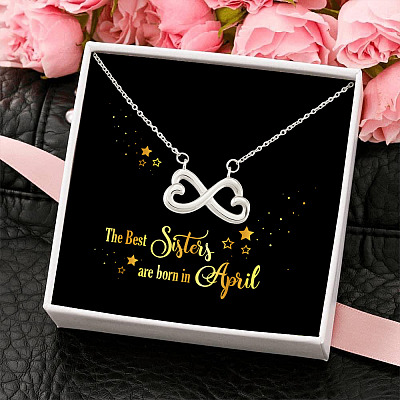 Alternative view of The Best Sisters Are Born In April Infinity Heart Pendant Necklace - Sister Birthday Gifts from Sister