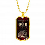 Firefighter's Prayer Dog Tag Pendant Necklace - Fire Rescue Fireman Necklace - Dog Tag (Gold Plated)