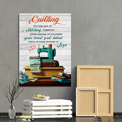 Alternative view of Quilting It's The Art Of Stitching Together Little Pieces Of Yourself Framed Canvas Prints - Unframed Poster