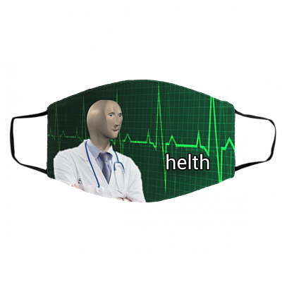 Helth Meme Man Doctor Washable Reusable Custom – Printed Cloth Face Mask Cover - Funny Meme Face Mask, White, Cloth Face Cover – Medium/Large