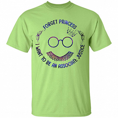 Forget Princess I Want To Be An Associate Justice Feminism RBG Collar T-Shirt For Kids - RBG Youth Tee, Mint Green, Youth T-Shirt
