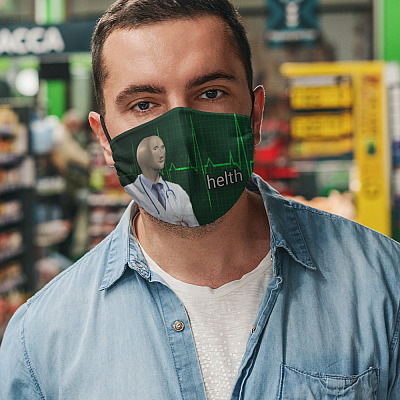 Alternative view of Helth Meme Man Doctor Washable Reusable Custom – Printed Cloth Face Mask Cover - Funny Meme Face Mask