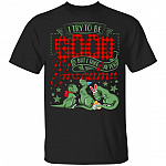 I Try To Be Good But I Take After My Grandma Cute Funny Youth T-Shirt - Dinosaur Rex Great Grandma Shirt, Black, Youth T-Shirt