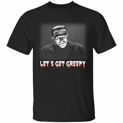 Let's Get Creepy Franken-stein Shirts - Classic Horror Halloween Shirt, Black, Unisex T-Shirt