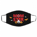 Momster Washable Reusable Custom – Printed Cloth Face Mask Cover - Funny Mom Mask, Black, Cloth Face Cover – Medium/Large