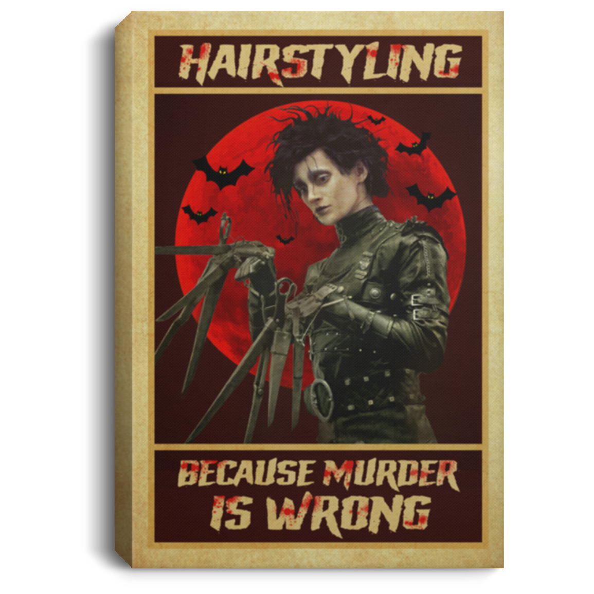 Hairstyling Because Murder Is Wrong Halloween Edward Wrapped Framed Canvas Prints - Unframed Poster, White, 0.75'' Framed Canvas