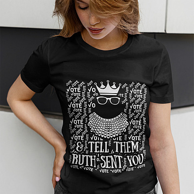 Alternative view of Vote and Tell Them Ruth Sent Me Ruth Bader Ginsburg T-Shirt - V Neck