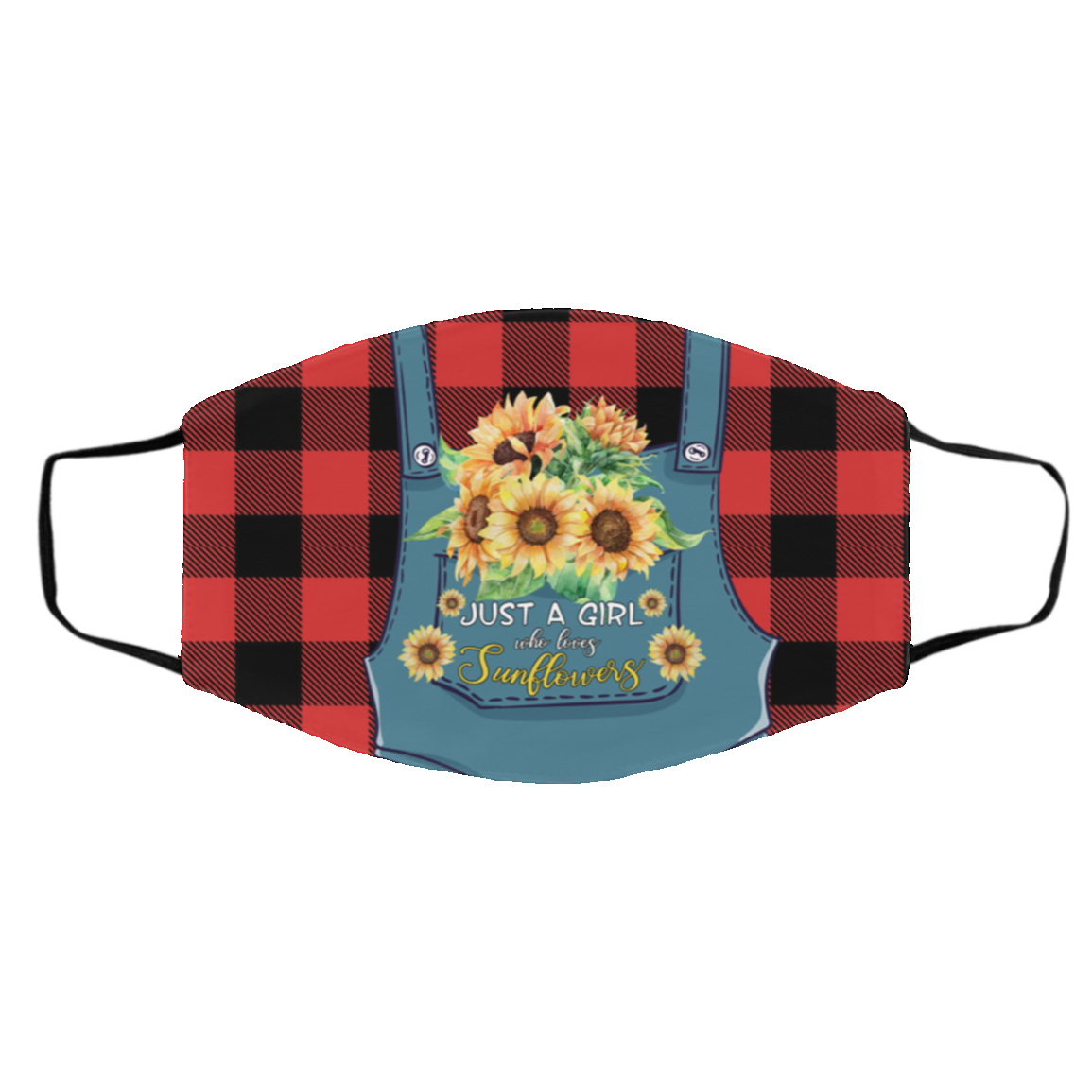 Just a Girl Who Loves Sunflowers - Sunflowers in Jumpsuit Pockets, White, Cloth Face Cover – Medium/Large
