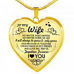 Husband To My Wife No Matter What Happens No Matter Where We Are Heart Pendant Necklace - To My Wife Necklace - Heart Luxury Necklace (Gold Plated)