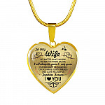 Husband To My Wife No Matter What Happens No Matter Where We Are Heart Pendant Necklace - To My Wife Necklace - Heart Luxury Necklace (Gold Plated)