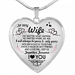Husband To My Wife No Matter What Happens No Matter Where We Are Heart Pendant Necklace - To My Wife Necklace - Heart Luxury Necklace (Silver)