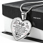 Husband To My Wife No Matter What Happens No Matter Where We Are Heart Pendant Necklace - To My Wife Necklace - Heart Luxury Necklace (Silver)