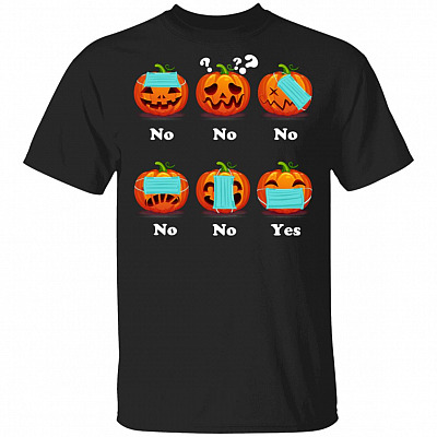 Pumpkin Wearing Mas-k 2020 T-Shirt - Funny Pumpkin Halloween T-Shirt, Black, Unisex T-Shirt