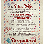 To My Future Wife Every Time You Wrap Yourself Up In This Blanket Fleece Blanket - Premium Sherpa Blanket, White, Cozy Plush Fleece Blanket - 50x60