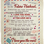 To My Future Husband Every Time You Wrap Yourself Up In This Blanket Fleece Blanket - Premium Sherpa Blanket, White, Cozy Plush Fleece Blanket - 50x60