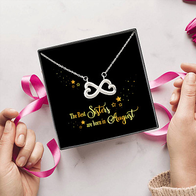 Alternative view of The Best Sisters Are Born In August Infinity Heart Pendant Necklace - Sister Birthday Gifts from Sister