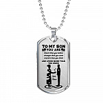 Mom To My Son You Are Braver Than You Believe Stronger Than You Seem Dog Tag Pendant Necklace - Dog Tag (Silver)