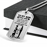 Mom To My Son You Are Braver Than You Believe Stronger Than You Seem Dog Tag Pendant Necklace - Dog Tag (Silver)