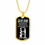 Mom To My Son You Are Braver Than You Believe Stronger Than You Seem Smarter Than Dog Tag Pendant Necklace - Dog Tag (Gold Plated)