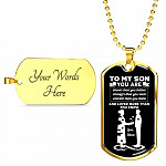 Mom To My Son You Are Braver Than You Believe Stronger Than You Seem Smarter Than Dog Tag Pendant Necklace - Dog Tag (Gold Plated)