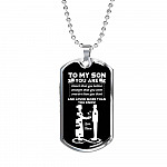 Mom To My Son You Are Braver Than You Believe Stronger Than You Seem Smarter Than Dog Tag Pendant Necklace - Dog Tag (Silver)