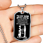 Mom To My Son You Are Braver Than You Believe Stronger Than You Seem Smarter Than Dog Tag Pendant Necklace - Dog Tag (Silver)