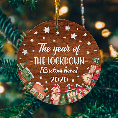 Alternative view of Personalized Family Name The Year Of The Lockdown 2020 Christmas Ornament Keepsake - Circle Ceramic Ornament