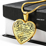 My Wife My Angel Your Battle Is Now Over No More Pain Suffering Until We Meet Again Heart Pendant Necklace - Heart Luxury Necklace (Gold Plated)
