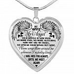 My Wife My Angel Your Battle Is Now Over No More Pain Suffering Until We Meet Again Heart Pendant Necklace - Heart Luxury Necklace (Silver)