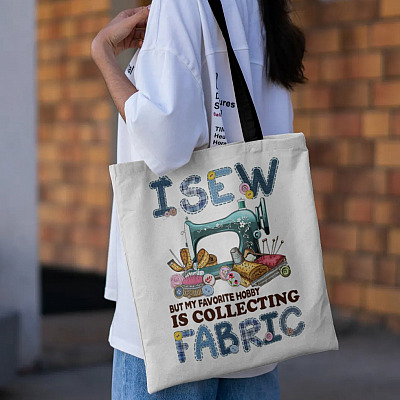 Alternative view of I Sew But My Favorite Hobby Is Collecting Fabric All Over Print Tote Bag - Shoulder Bag - Quilters And Sewers