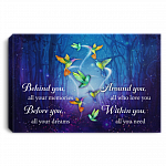 Behind You All Your Memories Before You Your Dreams Memorial Hummingbird Saying Framed Canvas Unframed Poster, White, 0.75'' Framed Canvas