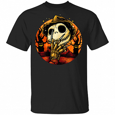 Freddy Skellington Shirt - Freddie Kruger Shirt - Jack Skellington Shirt - Halloween Horror Movies Shirt, Black, Unisex T-Shirt