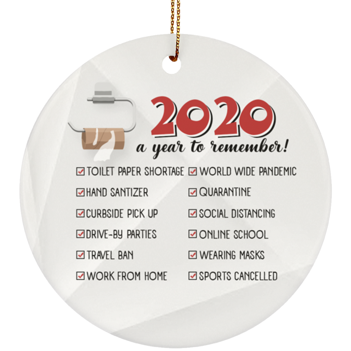 Christmas 2020 Highlights A Year To Remember Quarantine Pandemic Christmas 2020 Circle Ornament Keepsake, White, Circle Ornament